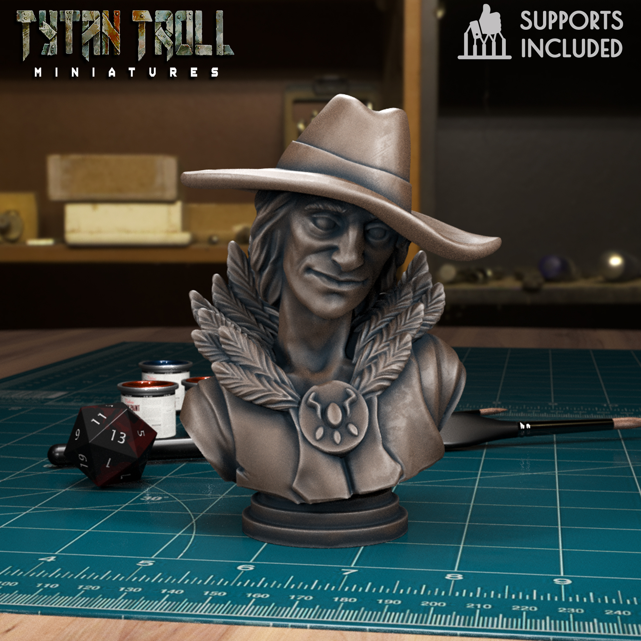 Wereraven Human Bust [Pre-Supported]
